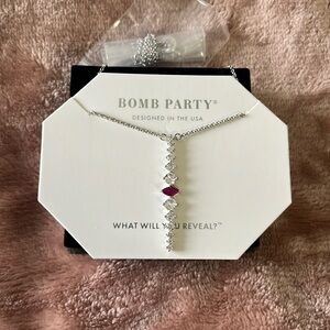 Bomb Party Necklace Lab Created Ruby on Rhodium Plating